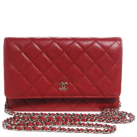 chanel caviar quilted wallet on chain woc red|CHANEL Caviar Quilted Wallet on Chain WOC Red.